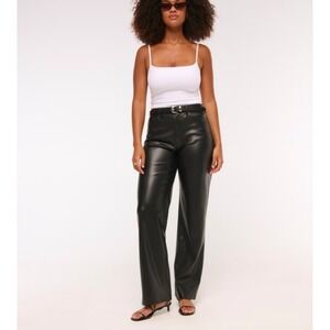 Abercrombie & Fitch Curve Love High Rise 90's Relaxed Vegan Leather Pant Sz 27/4